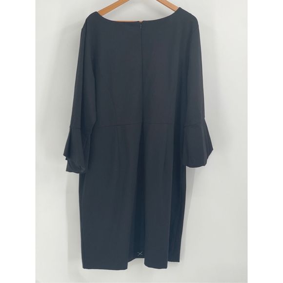 Talbots Dress Women’s Plus Size 22 W Black Bell Ruffle 3/4 Sleeve New - Picture 2 of 12